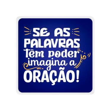 Imagem de Luminária Box Slim Oração USB, Luz Difusa LED 5W, Azul Marinho e Branco, 20x18x5 cm, Bivolt com Cabo USB 1.2m, para Decoração de Quarto e Escritório