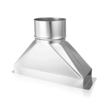 Imagem de Lwuey Transição de duto retangular galvanizado para redondo - kit de ventilação de exaustão de micro-ondas de 10 cm de diâmetro transição redonda para conectar acessórios de tubulação de duto HVAC