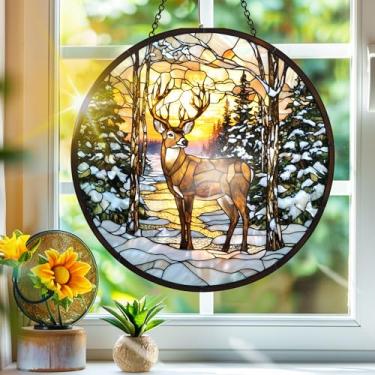 Imagem de Apanhador solar de acrílico colorido, decoração de janela pendurada de veado para apanhadores de sol, arte de parede de criador de arco-íris, para quarto, varanda, interior, exterior, jardim, enfeites