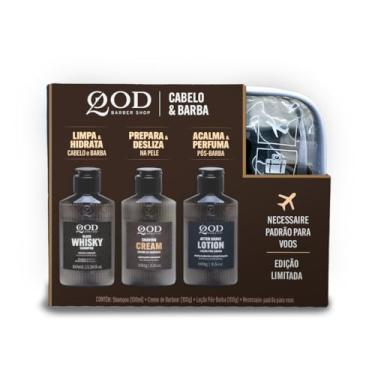 Imagem de QOD Barber Shop - Kit Viagem - Shampoo Whisky 100ml + Creme de Barbear 100ml + Loção Pós Barba 100ml + Necessaire Transparente Padrão Anac