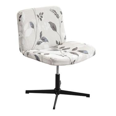 Imagem de NILUOH Capa para cadeira, ajuste macio, cruzada, elástica, sem braços, para escritório, dormitório, capa de assento largo