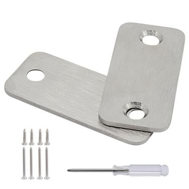 Imagem de LifCratms Pacote com 2 placas de cobertura de furo de porta de 2,5 x 6,5 cm, placa de cobertura de fechadura de aço inoxidável com parafusos e chave de fenda (prata)