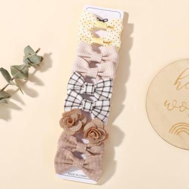 Imagem de 10 peças de laços de cabelo com laços, pequenos elásticos de 4 cm, suportes de rabo de cavalo, tecido macio, laço de flor, faixas de cabelo de borracha para mulheres jovens (10 peças)