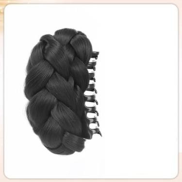 Imagem de Perucas femininas de cabelo trançado preto natural, peruca antiderrapante para uso diário, festas e casamentos