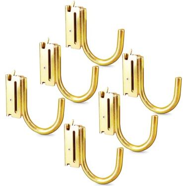 Imagem de YHXCUIER Ganchos E Track J de 5 cm, acessórios de amarração resistentes para caminhões, trailers, garagem, vans, armazém, oficina (6, galvanizado a ouro)
