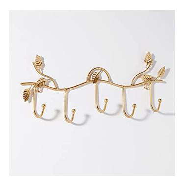 Imagem de Cabide montado na parede cabide cabide doméstico montado na parede com 5 ganchos de metal ganchos decorativos para casacos na sala de estar, quarto e corredor ganchos de parede (cor: dourado) (ouro)