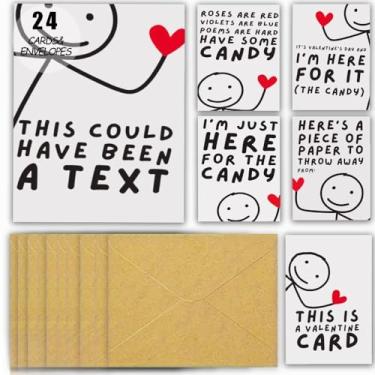 Imagem de 24 cartões engraçados de dia dos namorados com envelopes 4,7 x 3,5 cm, 6 memes humorísticos, pequeno cartão comemorativo para ele/ela, namorado, namorada