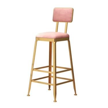 Imagem de WYNSJDBB Cadeira de bar banqueta de metal para cadeira de bar, banqueta alta nórdica para jantar de café da manhã moderna e minimalista com apoio para os pés e apoio para os pés (altura 75 cm)