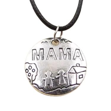 Imagem de EDCRFV Colar pingente de prata tibetana Mama berloque cordão de couro preto feito à mão