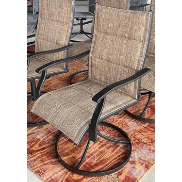 Imagem de WENTUM Conjunto de 2 cadeiras de balanço giratórias ao ar livre, cadeiras de jantar de pátio com encosto alto, espreguiçadeiras giratórias para todos os climas para jardim, deck, varanda ou quintal