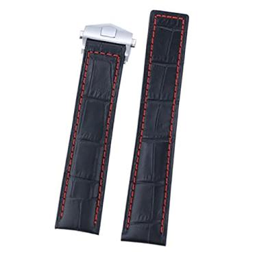 Imagem de IENYU Pulseira de relógio de couro genuíno de 20 mm 22 m para TAG HEUER série de pulseiras masculinas pulseira de relógio macia com fivela dobrável pulseira de pulso (cor: fivela de prata, tamanho: 19 mm)