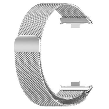 Imagem de IRFKR Pulseira de aço inoxidável para Redmi Relógio 4 relógio Banda Milanese Loop Bracelet Magnetic para Xiaomi Mi Band 8 Pro Wrist Accessorie Watchbands(Silver)