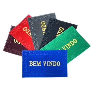 Imagem de Capacho Bem-Vindo Antiderrapante para Porta de Entrada – Tapete Emborrachado em PVC Resistente à Água e Fácil de Limpar(CORES ALEATÓRIAS)