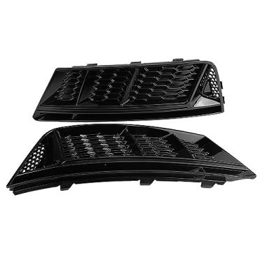 Imagem de aqxreight 2 Unidades para Grades de Luz de Nevoeiro do Pára-choque Dianteiro Preto Brilhante Estilo S4 para B9 2017-2018 e Sem Poeira à Prova de Poeira para Resistência do Carro Qualidade Material
