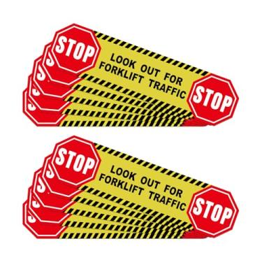Imagem de YIKIADA Pacote com 10 adesivos de vinil para parada de trânsito de empilhadeira, 60 x 15 cm, para sinalização de segurança de empilhadeira, forte aderência, à prova d'água, antiderrapantes para