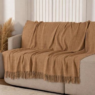 Imagem de Manta Xale Protetor De Sofá Cama Decoração Artesanal Premium 100% Algodão Grande 1,70x2,40 (Avelã)