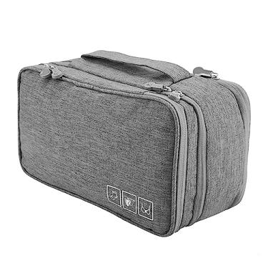 Imagem de GLOGLOW Saco de Armazenamento Organizador Portátil de Armazenamento de Viagem, Poliéster à Prova d'água, Grande Capacidade para sutiã, Roupa íntima, Meias, 28x16x12,5cm, Suprimentos de Preto Cinza