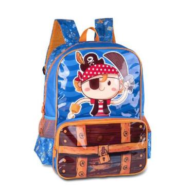 Imagem de Mochila Piratinha de Costas Tesouro Escolar Infantil Meninos - Clio St