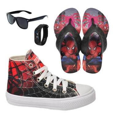 Imagem de Tênis Botinha Infantil Masculina Meninos Cano Alto Personagem Aranha G