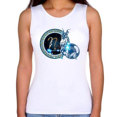 Imagem de Regata Feminina Signo Capricórnio Astrologia - Foca na Moda, Branco, P