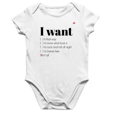 Imagem de Body Bebê Algodão I want... - Foca na Moda, Branco, GG
