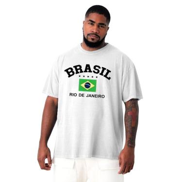 Imagem de Camiseta Plus Size Masculina Camisa Gola Redonda Algodão Seleção-Masculino