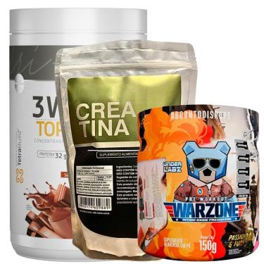 Imagem de Kit Whey 3W Body Action + Warzone Under Labz + Creatina 500g-Unissex