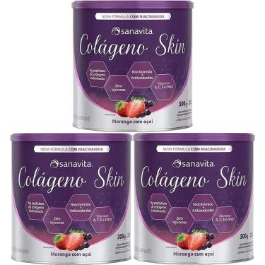 Imagem de Kit 3X Colágeno Skin - 300g Morango Com Açaí - Sanavita-Masculino