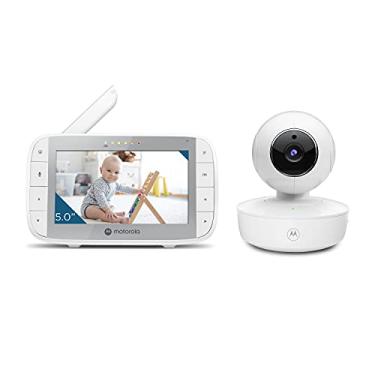 Imagem de Câmera de monitoramento de vídeo para bebês Motorola VM36XL, alcance de 300M, Sem Wi-Fi, conexão FHSS 2,4 GHz, tela 5 pol, áudio bidirecional, panorâmica/inclinação/zoom, temperatura, visão noturna