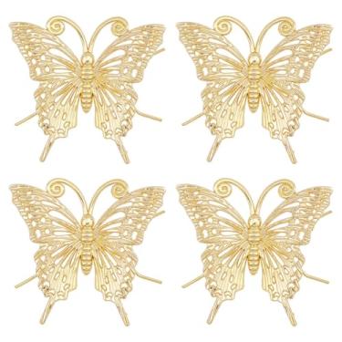 Imagem de FINGERINSPIRE 4PCS Gold Butterfly Sculpture 2.58x2.76inch Golden Alloy Butterfly Figurine Elegant 3D Metal Model Ornament Art Decor for Home Vanity Office Tabletop Display