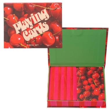 Imagem de ban.do 2 Decks of Playing Cards, 52-Count Standard Card Deck with Case, Cute Playing Cards in Decorative Storage Box (Cherry Stripe)
