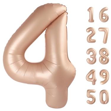 Imagem de 40 polegadas grande caramelo 4 números de balões grandes balões de hélio gigante decorações de festa de aniversário de 14 anos para homens e mulheres, suprimentos de festa de aniversário de Mylar
