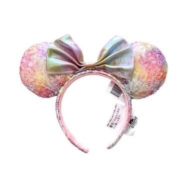 Imagem de Tiara De Orelhas De Minnie Mouse Com Lantejoulas Rosa Disney Space Mou
