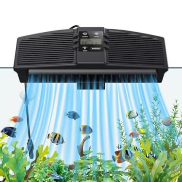 Imagem de PAIZOO Ventilador de refrigerador de aquário, ventilador de resfriamento de aquário com sonda de temperatura e visor LCD, resfriador de água para acessórios de peixes Axolotl Betta, 7W