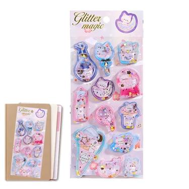 Imagem de Adesivos de animais fofos, decalques engraçados de desenhos animados transparentes - adesivos fofos 3D para diário | para caderno de recortes, agenda, diário, telefone, estudantes, crianças