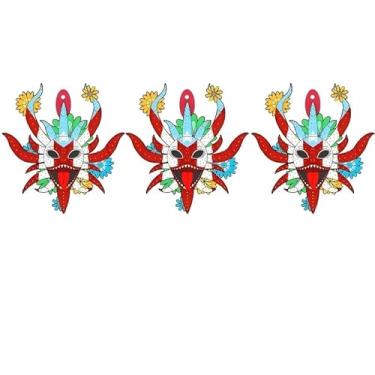 Imagem de Xalvoria Pacote com 3 enfeites de carro com máscara Vejigante – Elementos porto-riquenhos de acrílico 2D, perfeitos para decorações de Natal e casa, ideal para cozinha e festas de fim de ano