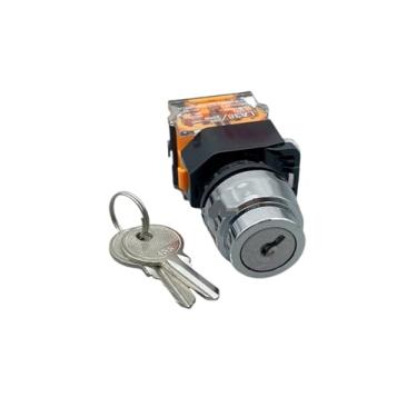 Imagem de LA38-11Y/2 LA38-20Y/3 22 mm Seletor de botão interruptor de chave de bloqueio rotativo 2 3 posições 1NO1NC 2NO com 2 teclas interruptor de botão de travamento (3ª marcha, redefinir)