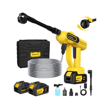 Imagem de Lavadora de Alta Pressão Portátil Sem Fio 48Vf com Tubo de Aço e Bico Multifuncional 6 em 1, Jato Forte para Carros, Pisos, Fachadas e Jardins – RubroX