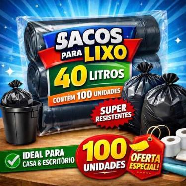 Imagem de Saco De Lixo 40 Litros Super Reforçado Kit Com 100 Unidades - Abelhona