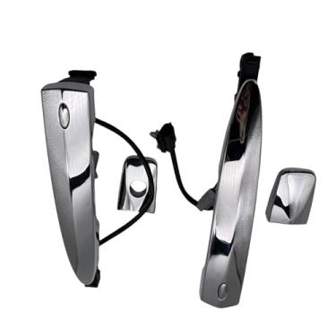 Imagem de Maçaneta de suporte para porta de carro 806469N00A, 806451Aa0A Puxadores de porta externa cromados dianteiros prateados ABS apto para Nissan apto para folha (direita)