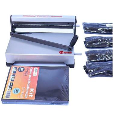 Imagem de Kit encadernação encadernadora  + 100 capas e espirais - Lassane