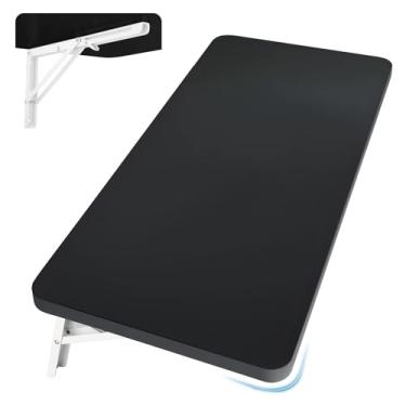 Imagem de Neoaider Mesa dobrável de parede atualizada, 80 cm C x 40 cm L, mesa dobrável para lavanderia com suportes de prateleira dobráveis de metal resistente, mesa dobrável na parede para espaços pequenos