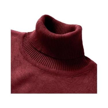 Imagem de Suéter Masculino De Tricô Gola Alta Outono Inverno Quente Vintage Leve