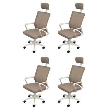 Imagem de Kit 4 Cadeiras Escritório Presidente Tela Mesh Lyon - Espresso Móveis