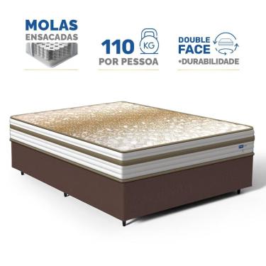 Imagem de Cama Box com Colchão de Molas Ensacadas Double Face Pillow Euro Alfa Probel Casal 138cm
