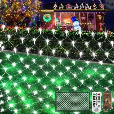 Imagem de KNONEW Luzes de Rede de Natal 420 LEDs 4 m x 2 m Luzes de Malha Externas Conectáveis À Prova D'Água 8 Modos e Temporizador Rede Plug-in Luzes de Fadas para Arbustos Jardim Festa Casamento Feriado