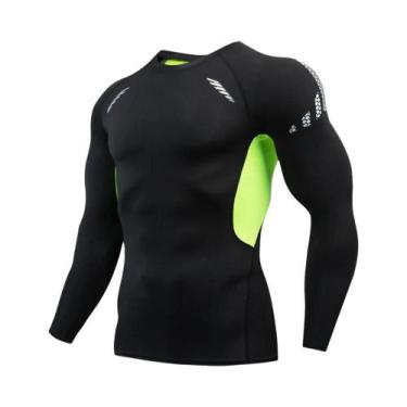 Imagem de Camiseta De Compressão Masculina De Manga Longa, Camiseta Esportiva Co