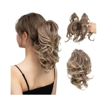 Imagem de Extensões De Rabo De Cavalo Sintéticas Pretas Naturais DIY Com Presilh