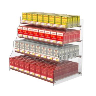 Imagem de Rack de exibição de cigarro de acrílico transparente - organizador trapézio para parede/bancada, armário automático de cigarros para supermercados, vitrine de cigarro de varejo (tamanho: 50,5 x 29 cm)