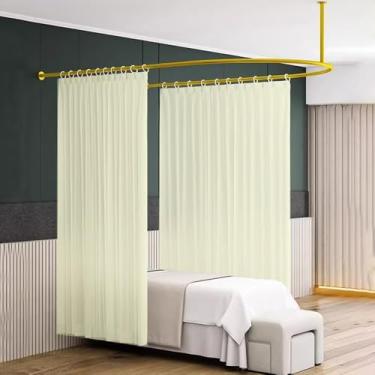 Imagem de Divisória de cortina de privacidade para salão de beleza - haste em forma de U montada na parede com cortina divisória de sala para uso em salão de beleza e spa - Design durável e elegante